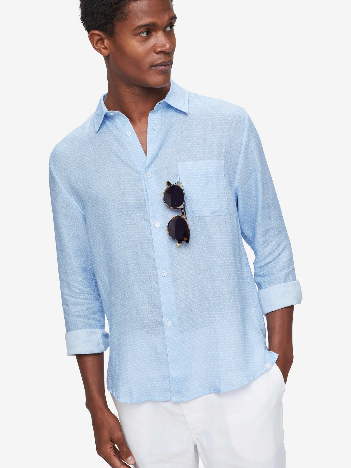 Men's Shirt Milan 15 Linen Blue