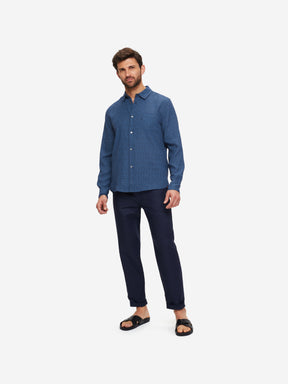 Men's Shirt Milan 16 Linen Navy