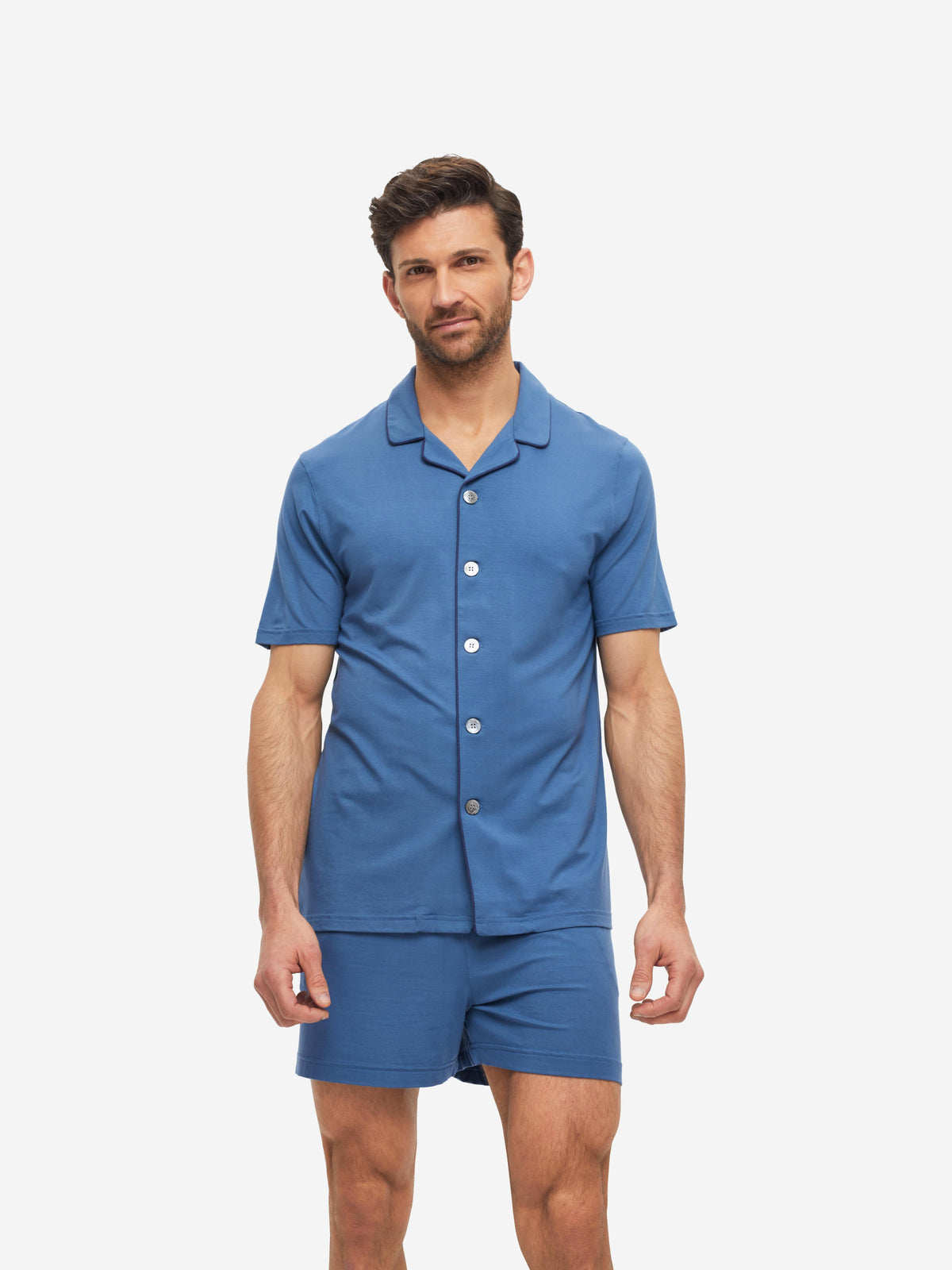 Men's Short Pyjamas Basel Micro Modal Stretch Storm Blue