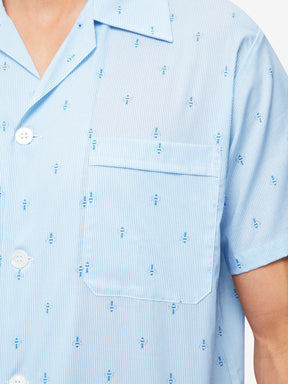 Men's Short Pyjamas Nelson 94 Cotton Batiste Blue