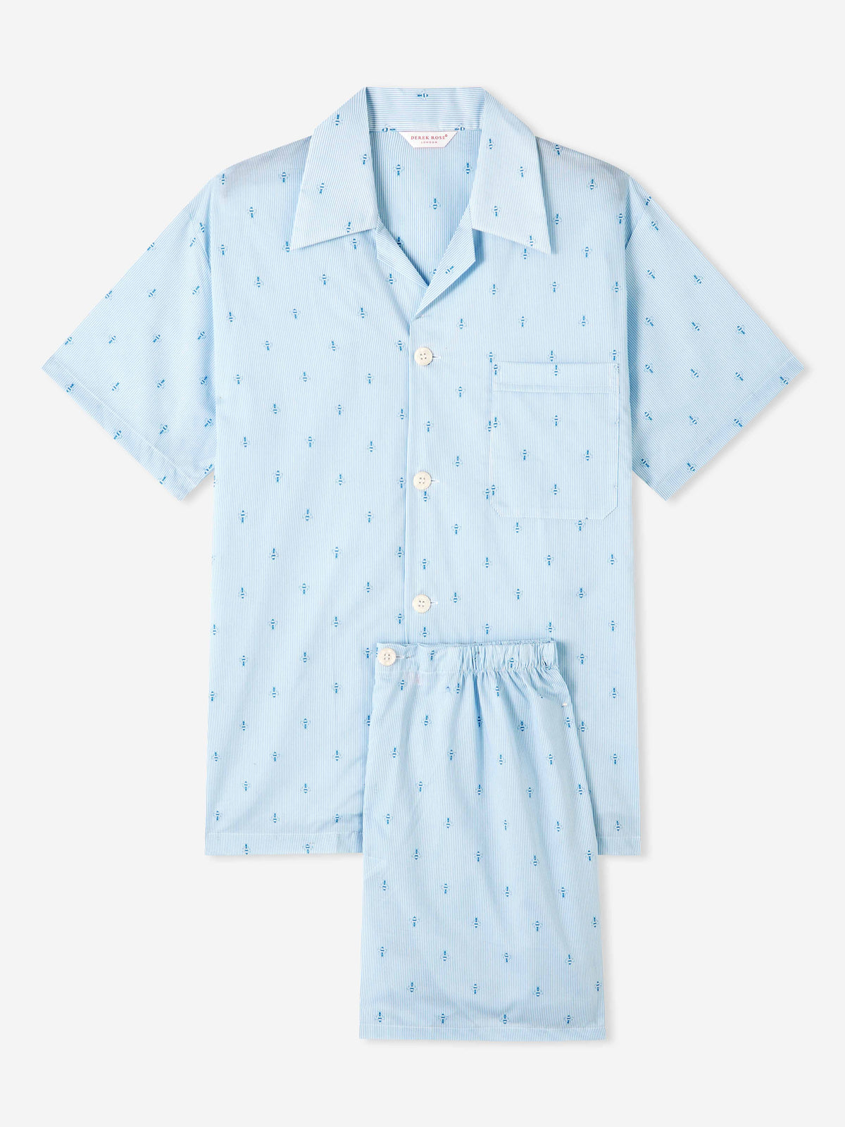 Men's Short Pyjamas Nelson 94 Cotton Batiste Blue