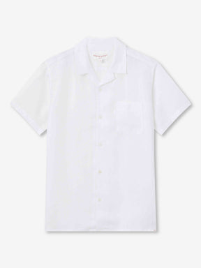 Men's Short Sleeve Shirt Monaco Linen White