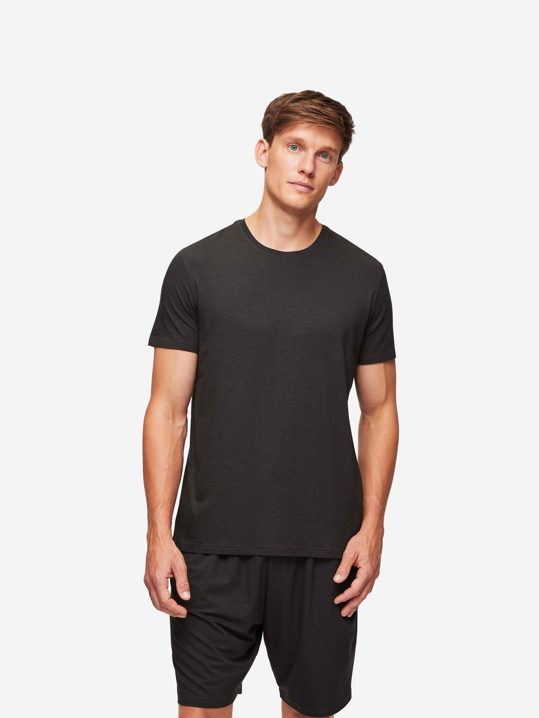 Men's T-Shirt London 9 Bird Print Micro Modal Black