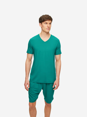 Men's V-Neck T-Shirt Basel Micro Modal Stretch Jungle Green