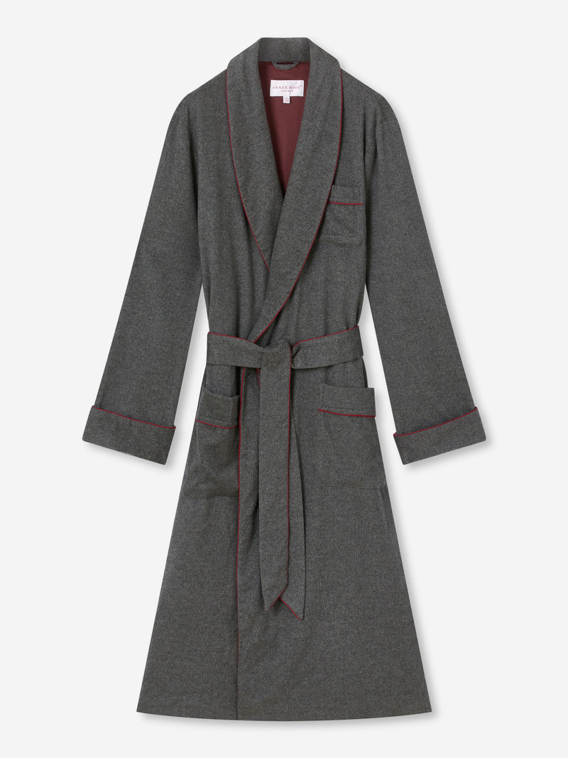 Men's Charcoal Pure Cashmere Dressing Gown Derek Rose
