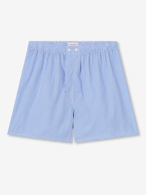 Men's Classic Fit Boxers Gingham Cotton Blue