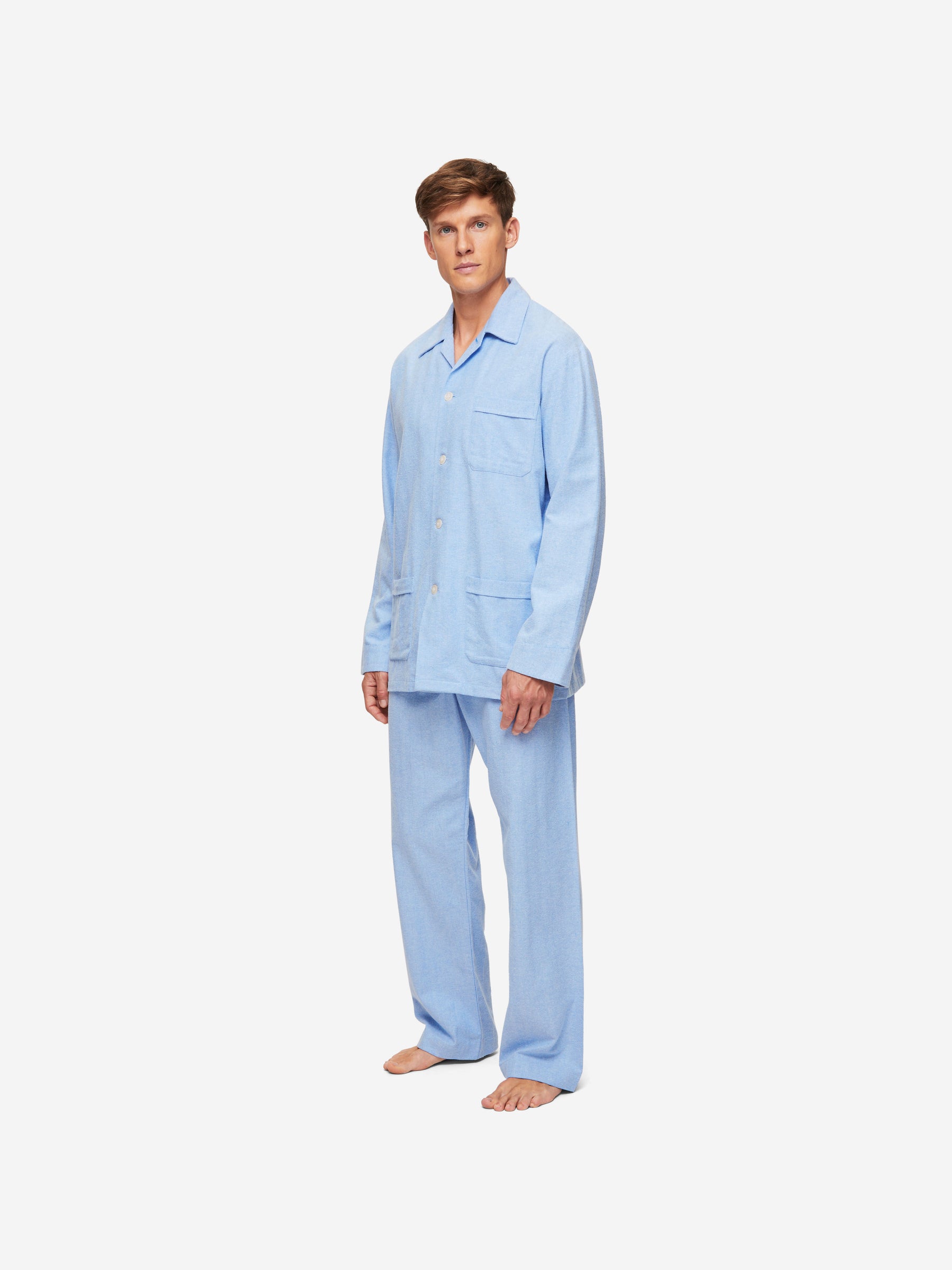Men's Classic Fit Pyjamas Arran 24 Brushed Cotton Blue