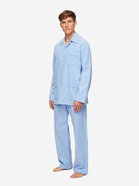 Men's Classic Fit Pyjamas Arran 24 Brushed Cotton Blue