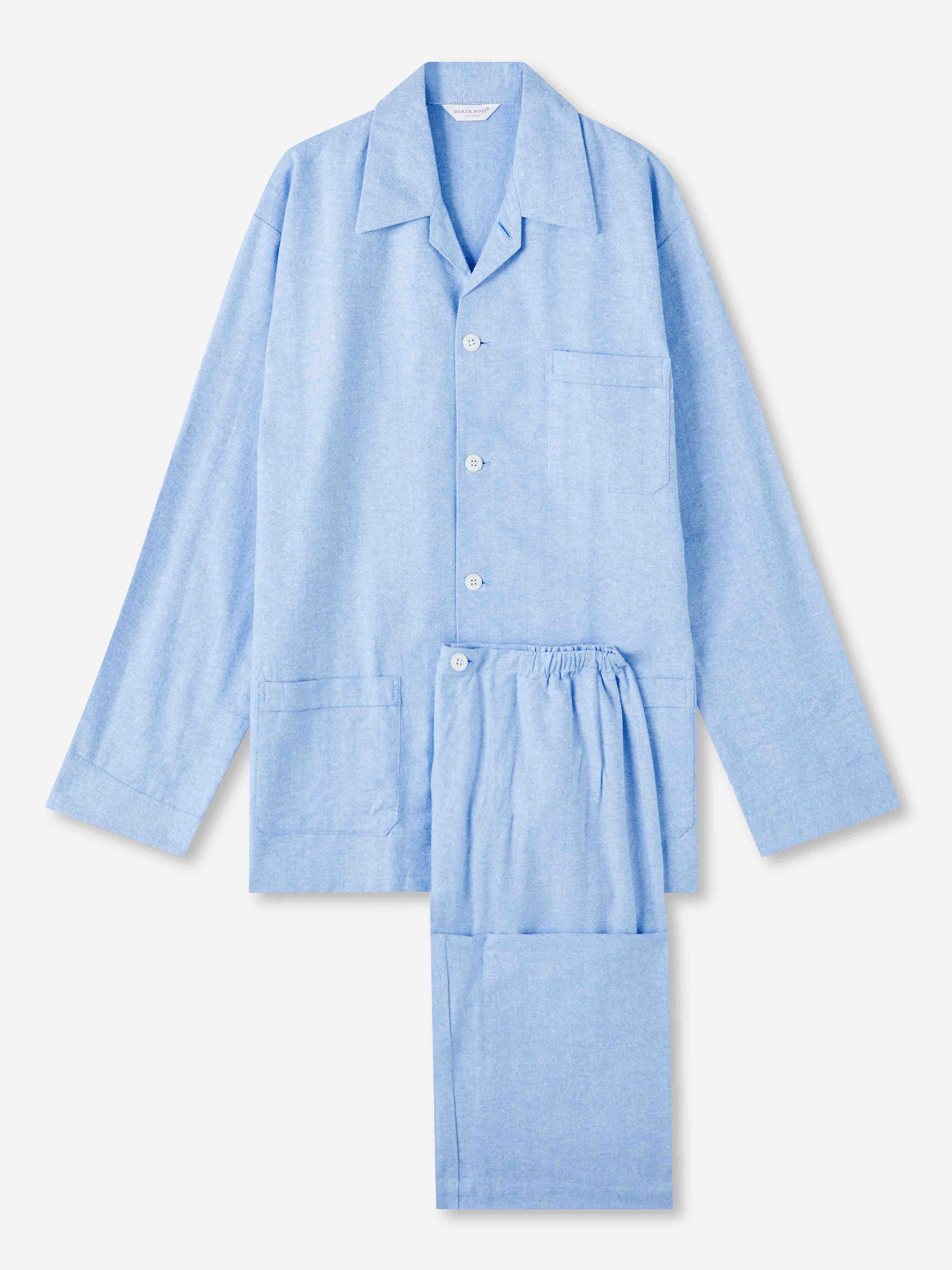 Men's Classic Fit Pyjamas Arran 24 Brushed Cotton Blue