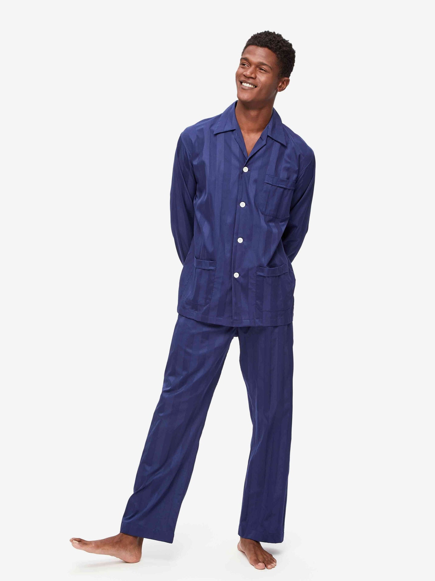 Mens Lingfield Pyjamas Pure Cotton Navy | Derek Rose | Derek Rose