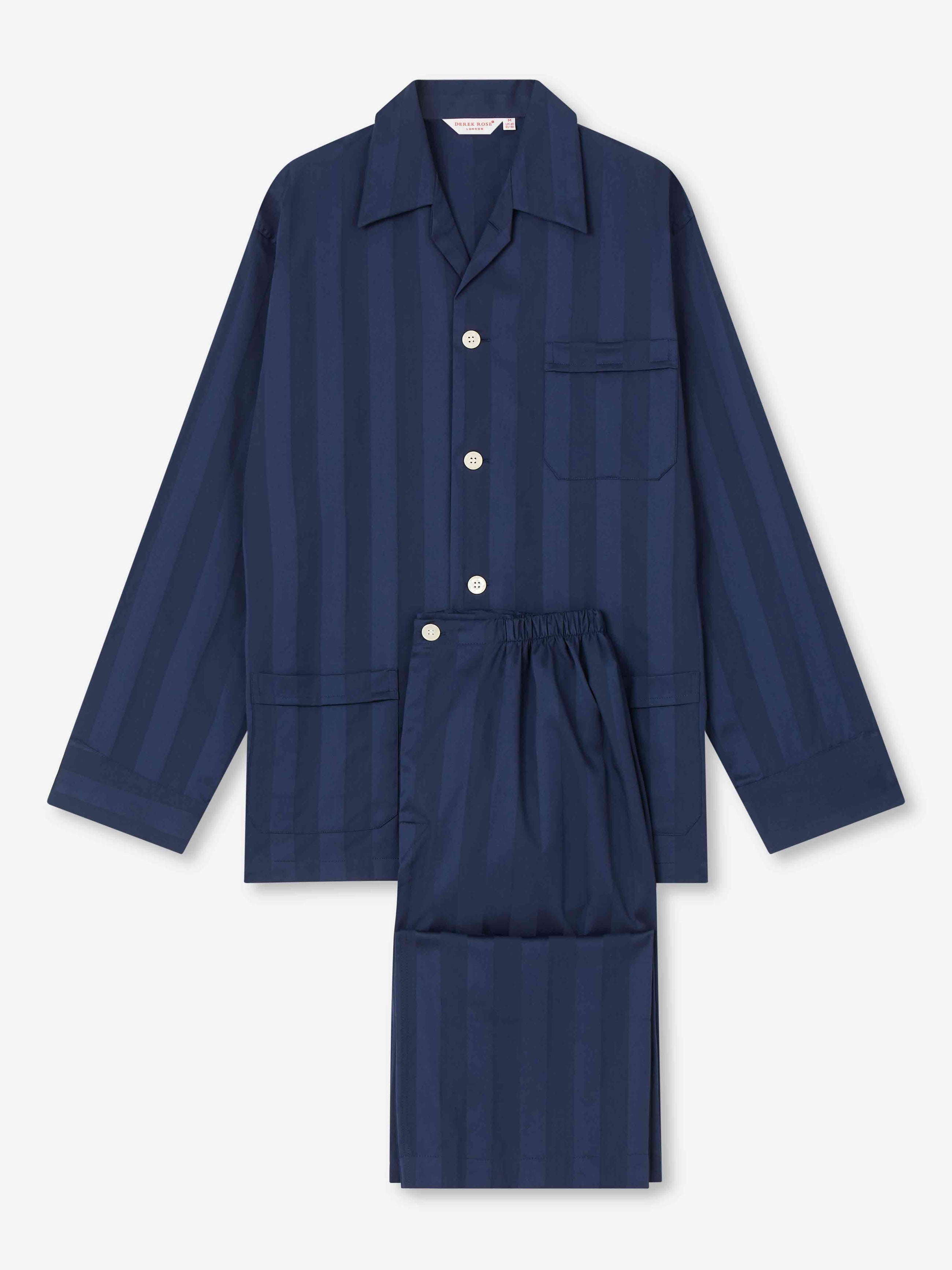 Men's Classic Fit Pyjamas Lingfield Cotton Navy