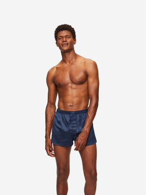 Men's Modern Fit Boxers Bailey Silk Satin Navy