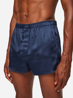 Men's Modern Fit Boxers Bailey Silk Satin Navy