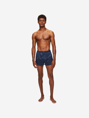 Men's Modern Fit Boxers Bailey Silk Satin Navy