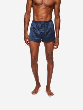 Men's Modern Fit Boxers Bailey Silk Satin Navy