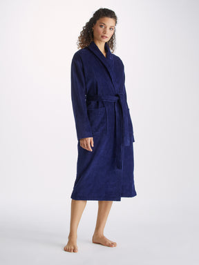 Women's Bathrobe Triton 10 Terry Cotton Navy