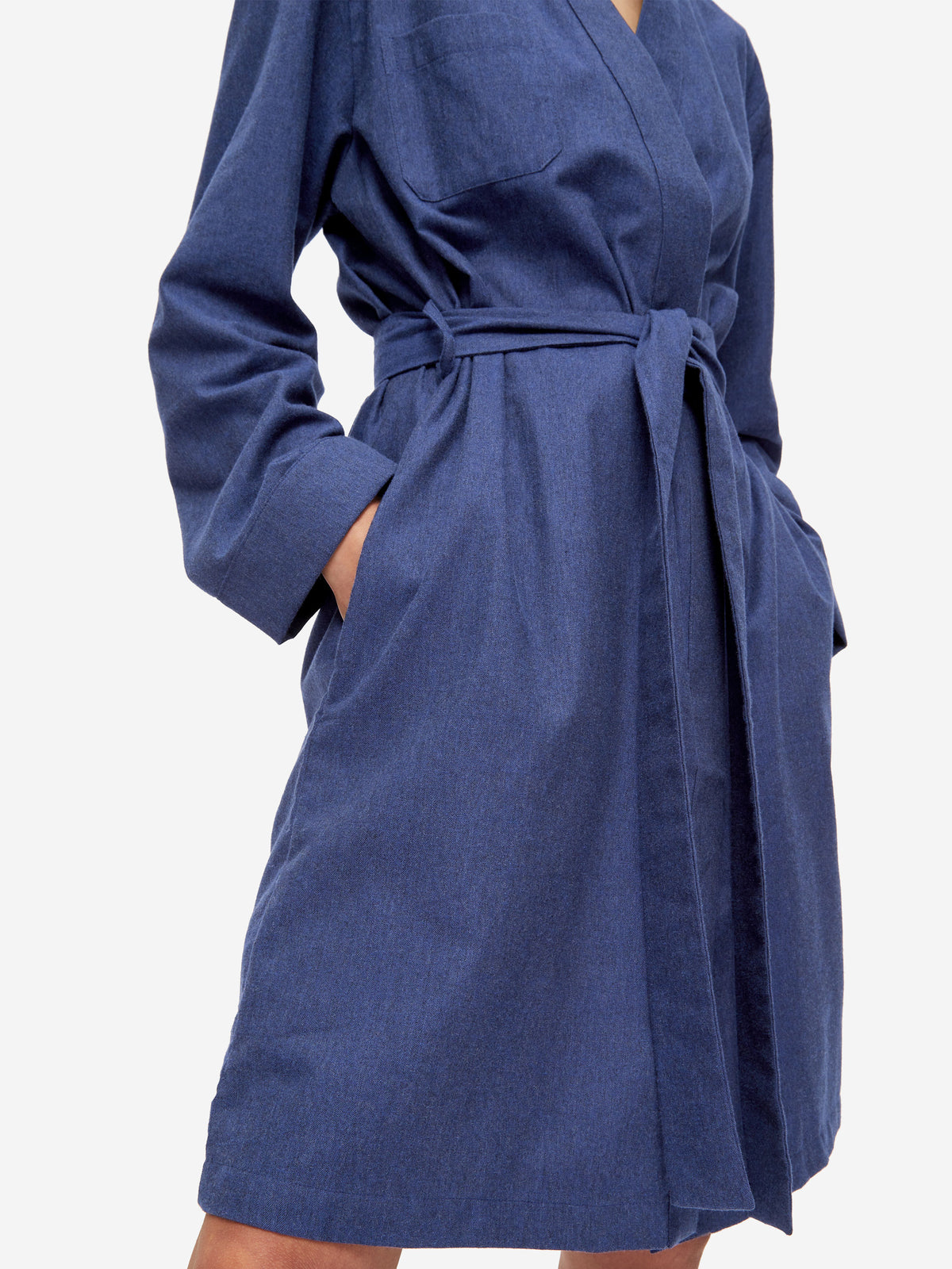 Women's Dressing Gown Balmoral 3 Brushed Cotton Navy