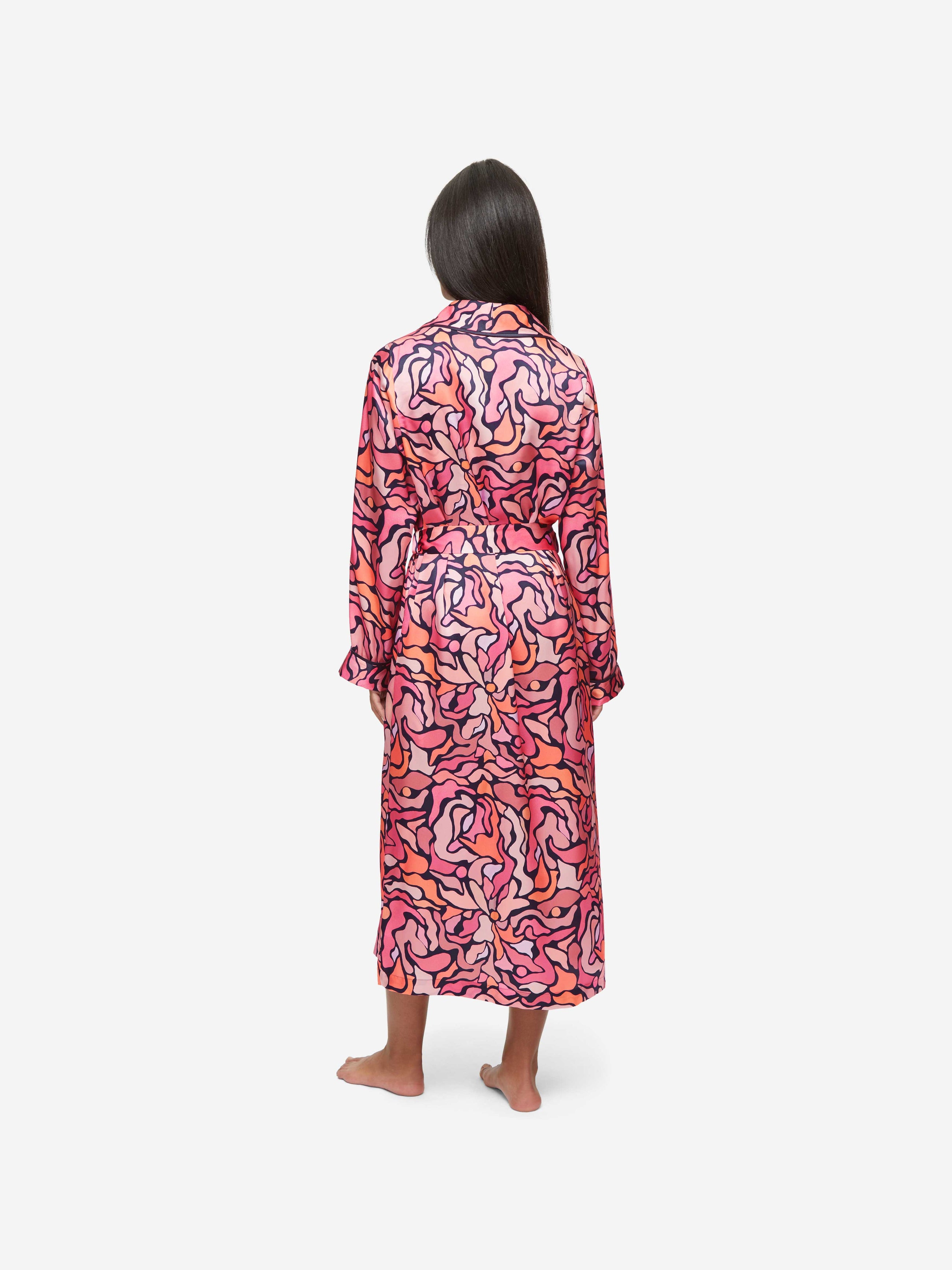 Women's Long Dressing Gown Brindisi 85 Silk Satin Multi