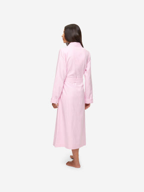 Women's Long Dressing Gown Kelburn 32 Brushed Cotton Pink