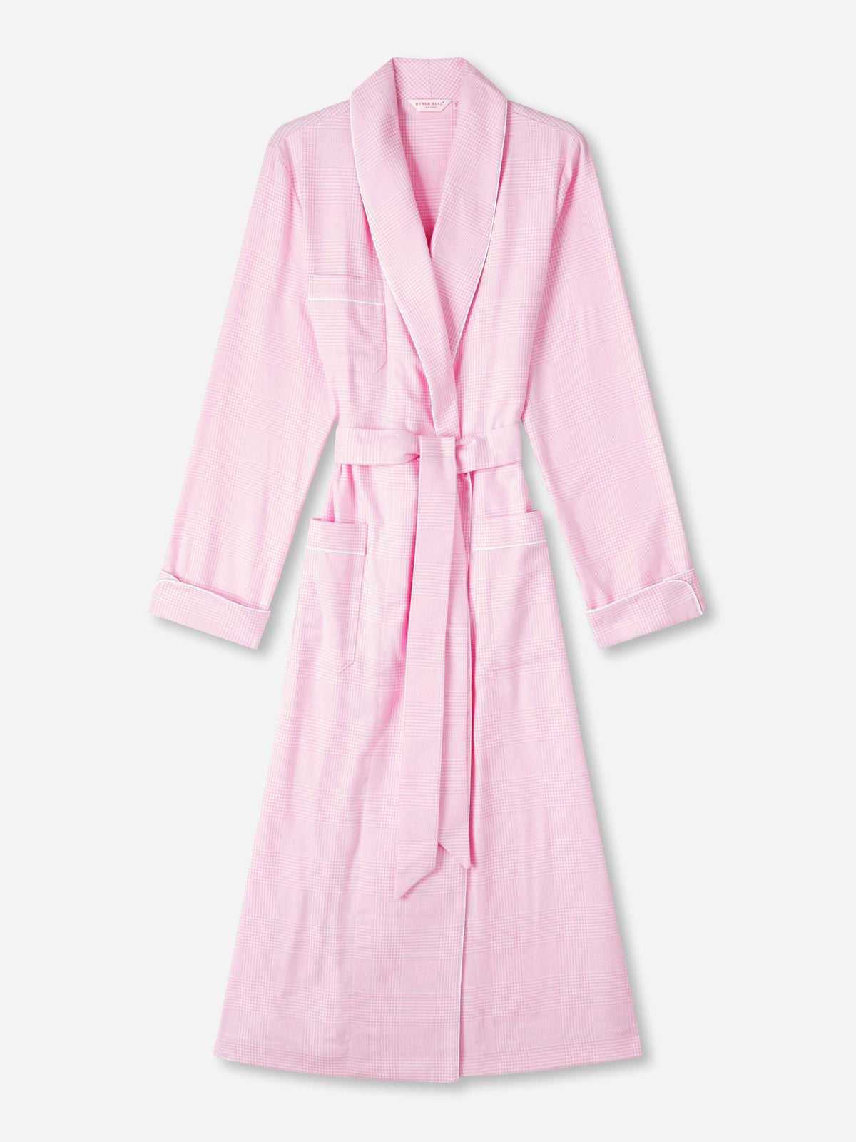 Women's Long Dressing Gown Kelburn 32 Brushed Cotton Pink