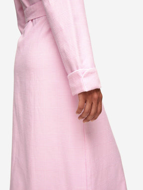 Women's Long Dressing Gown Kelburn 32 Brushed Cotton Pink