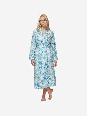 Women's Long Dressing Gown Ledbury 61 Cotton Batiste Green
