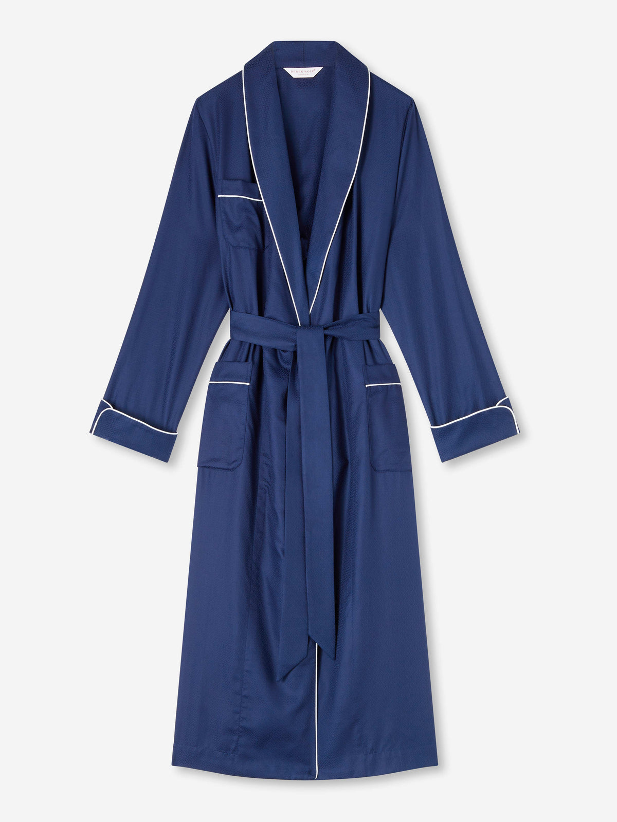 Women's Long Dressing Gown Lombard 6 Cotton Jacquard Navy