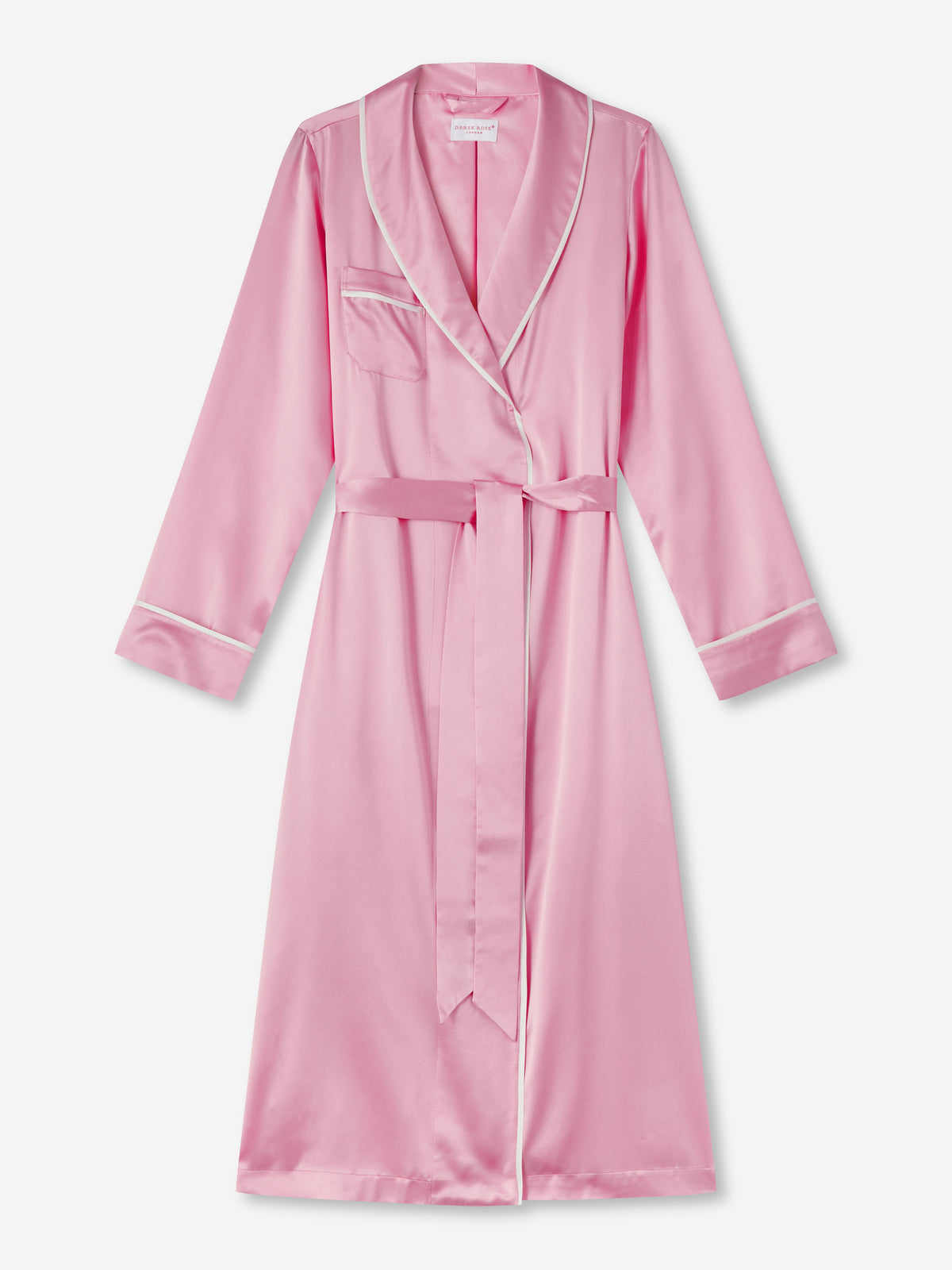 Women's Long Dressing Gown Bailey 2 Silk Satin Pink