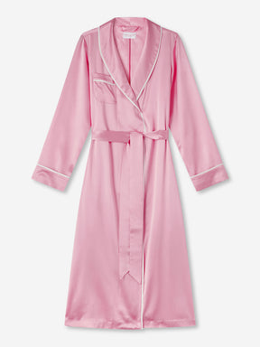 Women's Long Dressing Gown Bailey 2 Silk Satin Pink