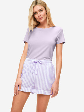 Women's Lounge Shorts Capri 19 Cotton Lilac