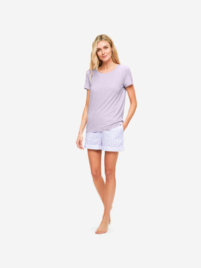 Women's Lounge Shorts Capri 19 Cotton Lilac