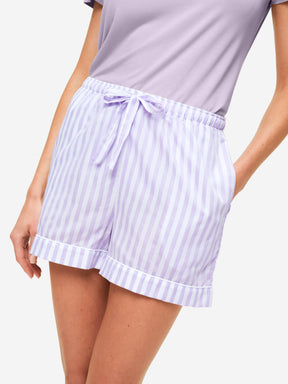 Women's Lounge Shorts Capri 19 Cotton Lilac