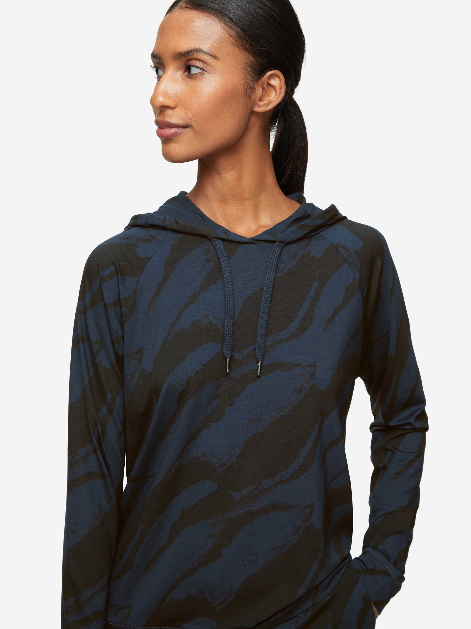 Women's Pullover Hoodie London 8 Micro Modal Stretch Navy