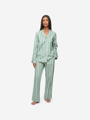 LCDIUDIU Pyjamas,Women'S Cotton Pyjama Sets Vintage Green Lapel