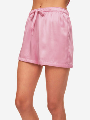 Women's Short Cami Pyjamas Bailey 2 Silk Satin Pink