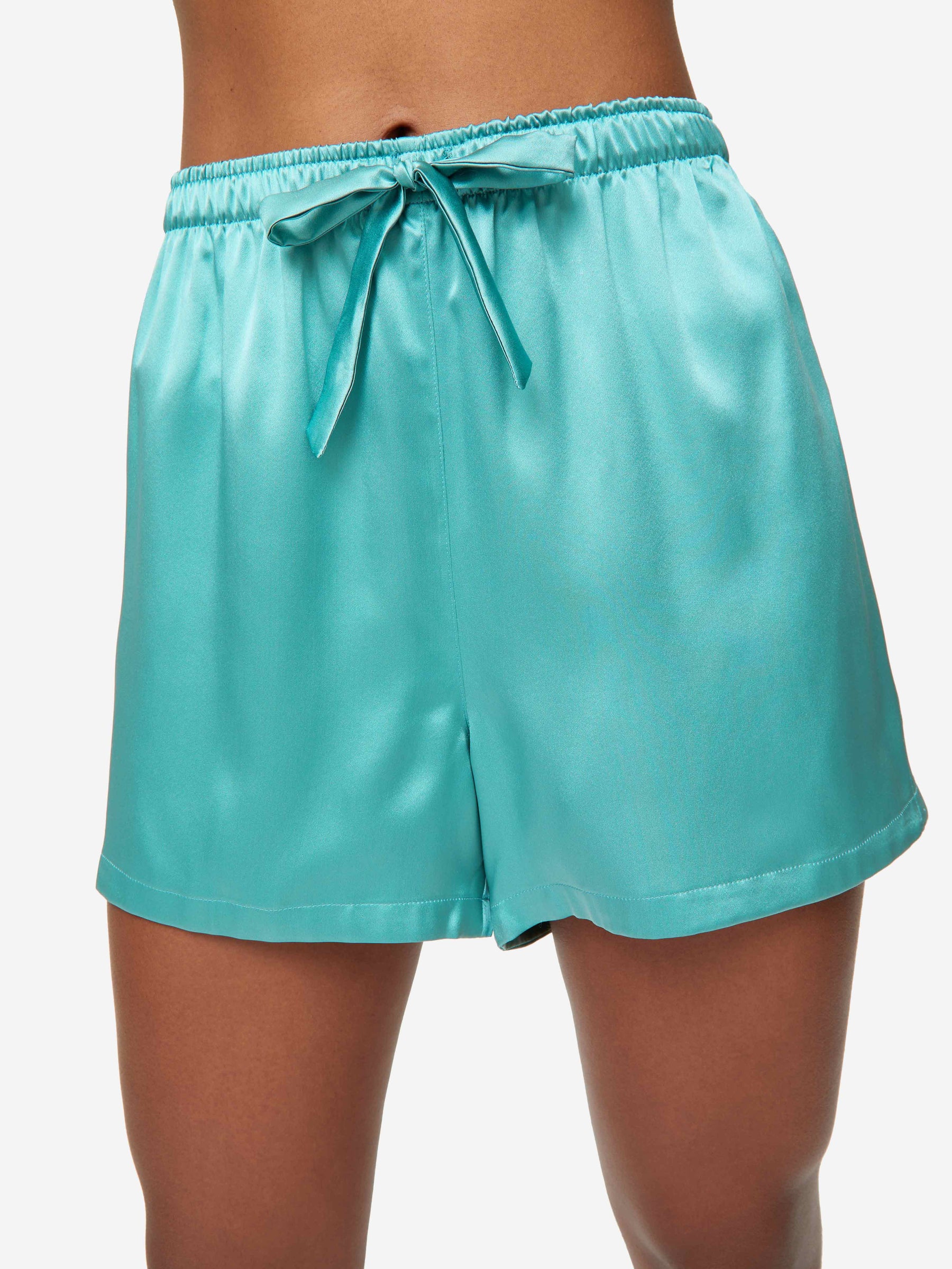 Women's Short Cami Pyjamas Bailey Silk Satin Sea Foam Green