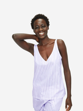 Women's Short Cami Pyjamas Capri 19 Cotton Lilac