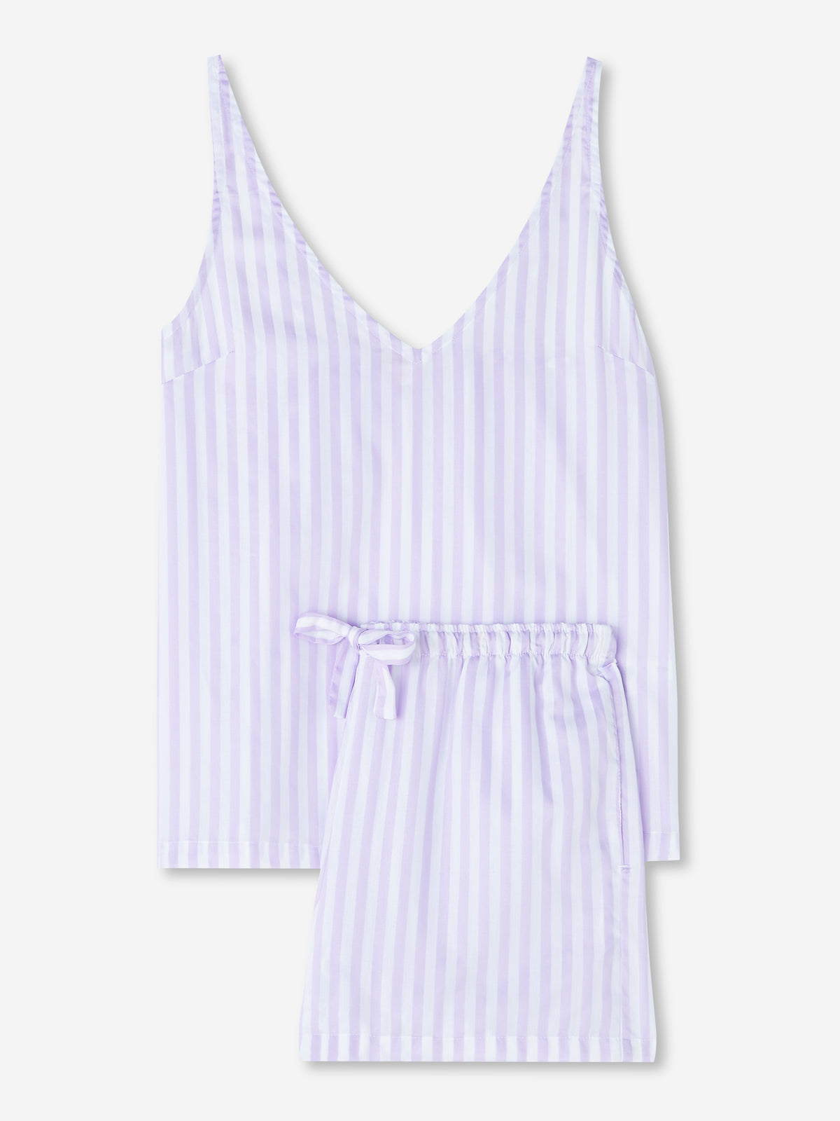 Women's Short Cami Pyjamas Capri 19 Cotton Lilac