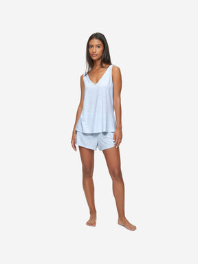Women's Short Cami Pyjamas Ethan Micro Modal Stretch Blue Heather