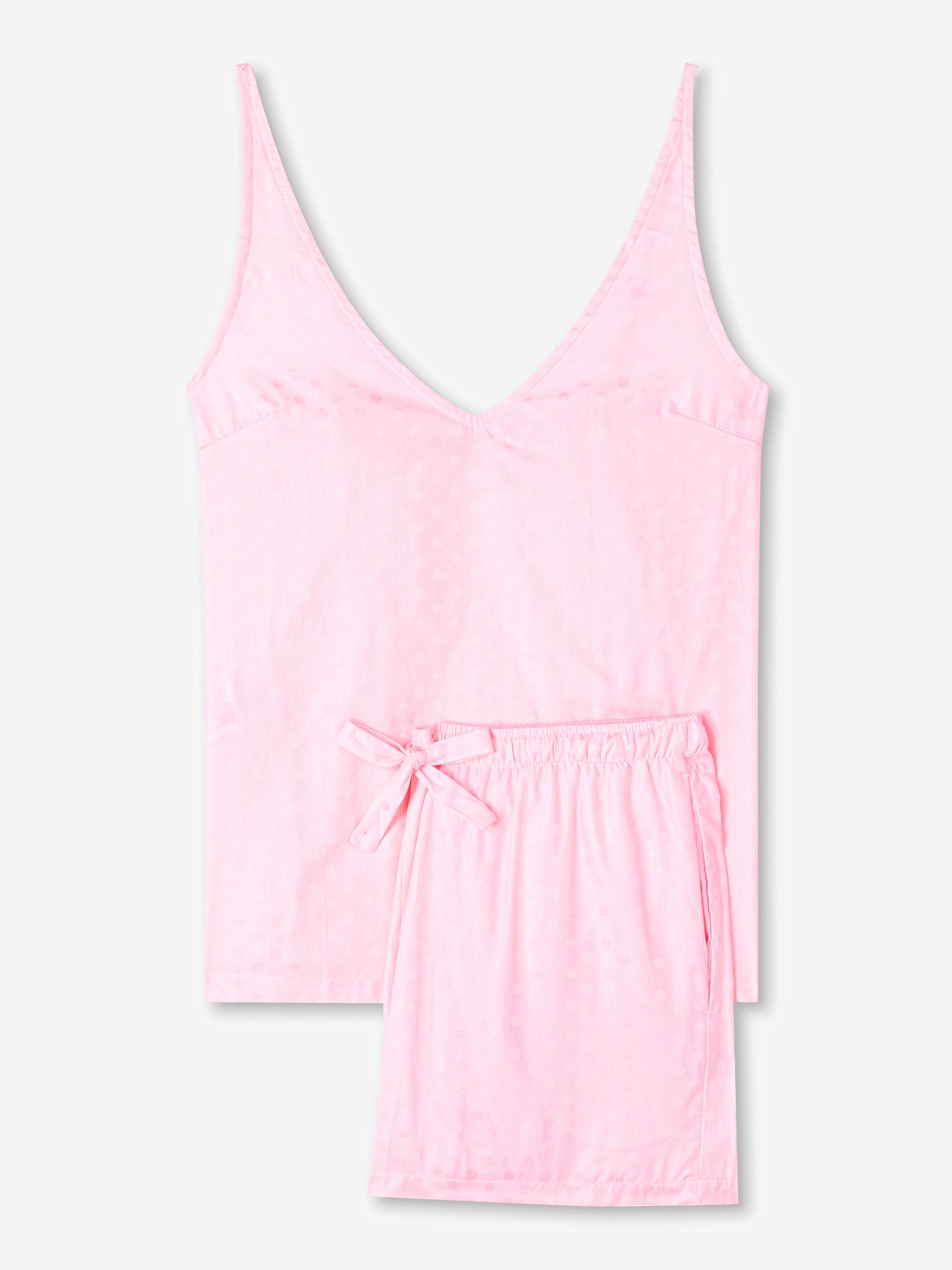 Women's Short Cami Pyjamas Kate 7 Cotton Jacquard Pink