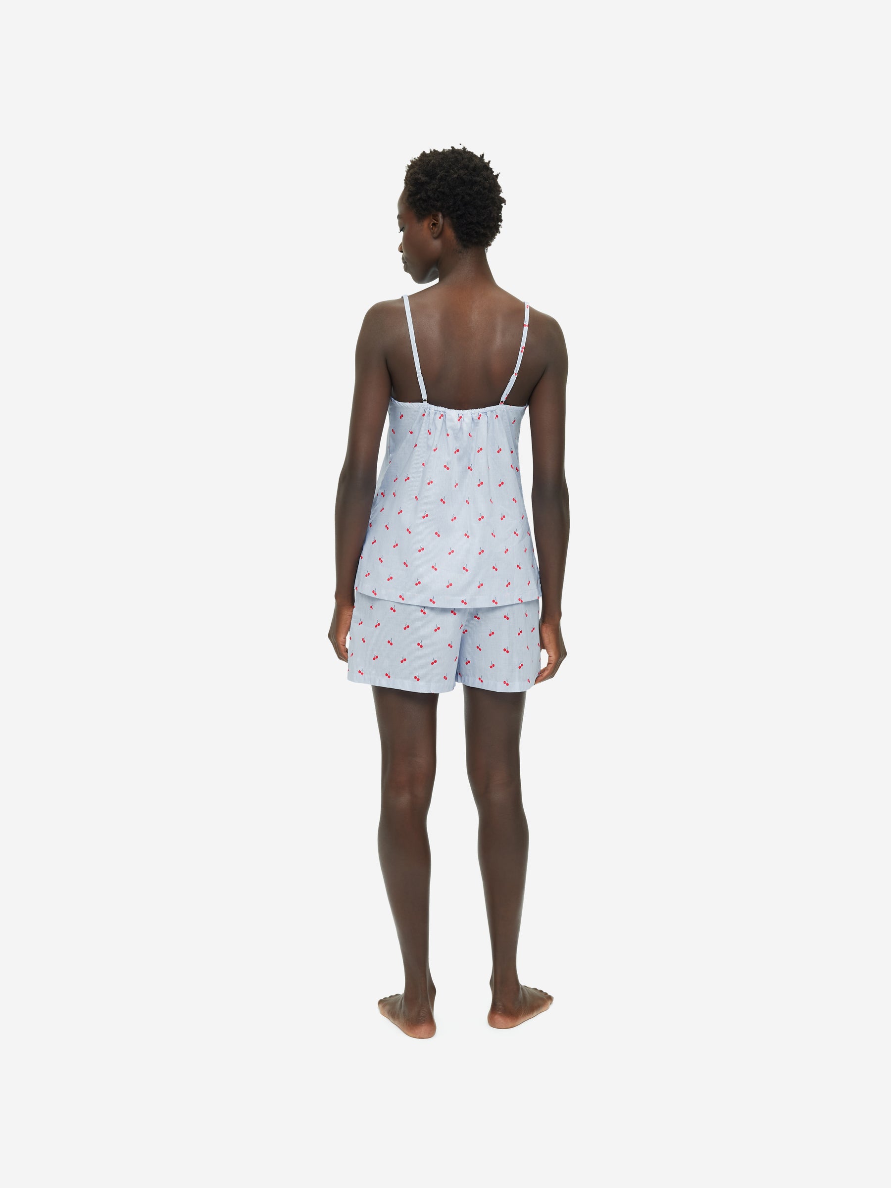 Women's Short Cami Pyjamas Nelson 84 Cotton Batiste Blue