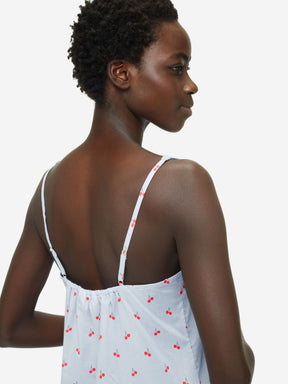 Women's Short Cami Pyjamas Nelson 84 Cotton Batiste Blue