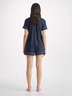 Women's Short Pyjamas Lara Micro Modal Stretch Navy