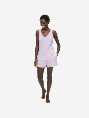 Women's Short Vest Pyjamas Lara Micro Modal Stretch Lilac