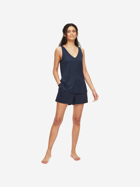 Women's Short Vest Pyjamas Lara Micro Modal Stretch Navy