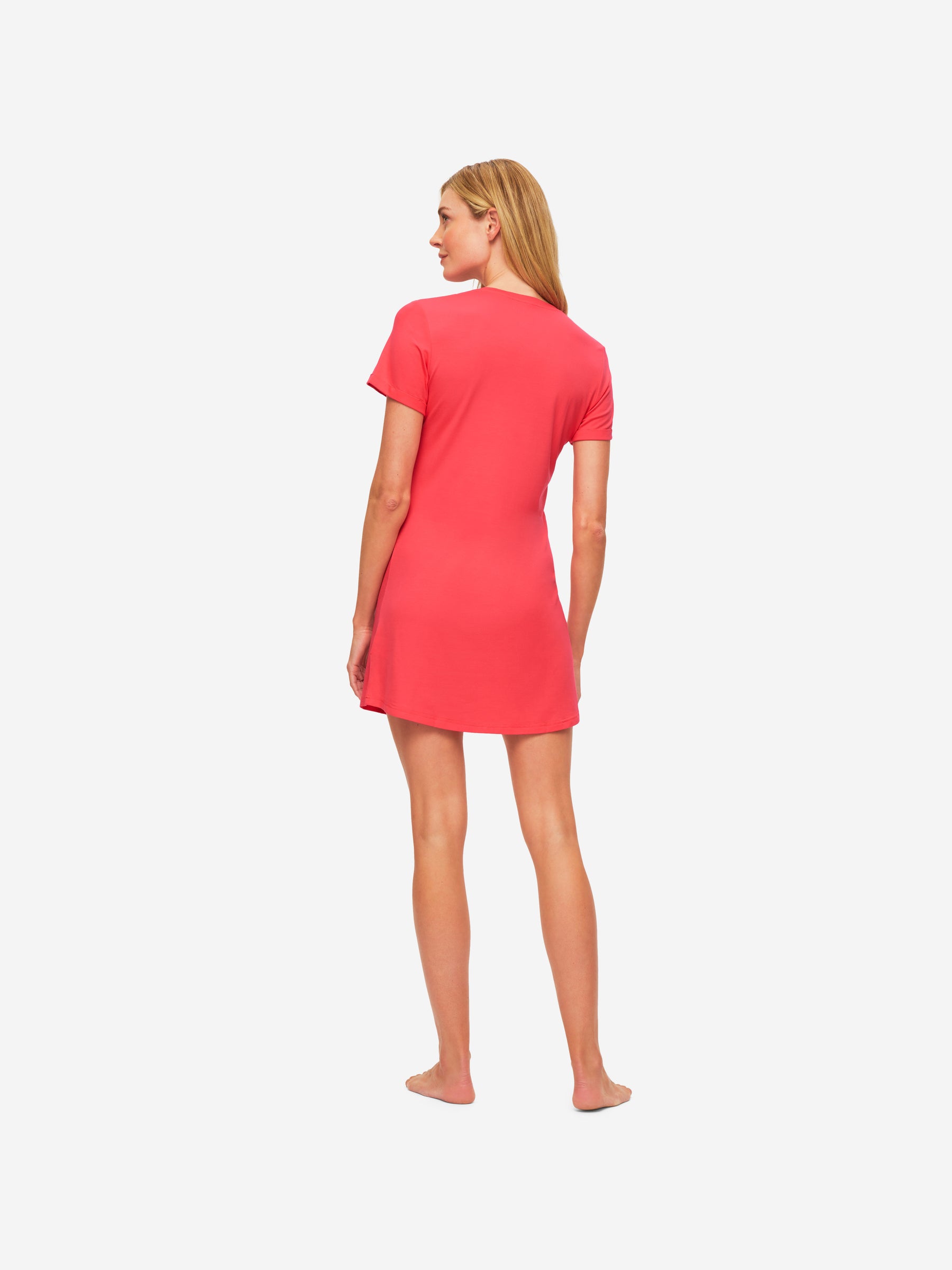 Women's V-Neck Sleep T-Shirt Lara Micro Modal Stretch Watermelon Pink