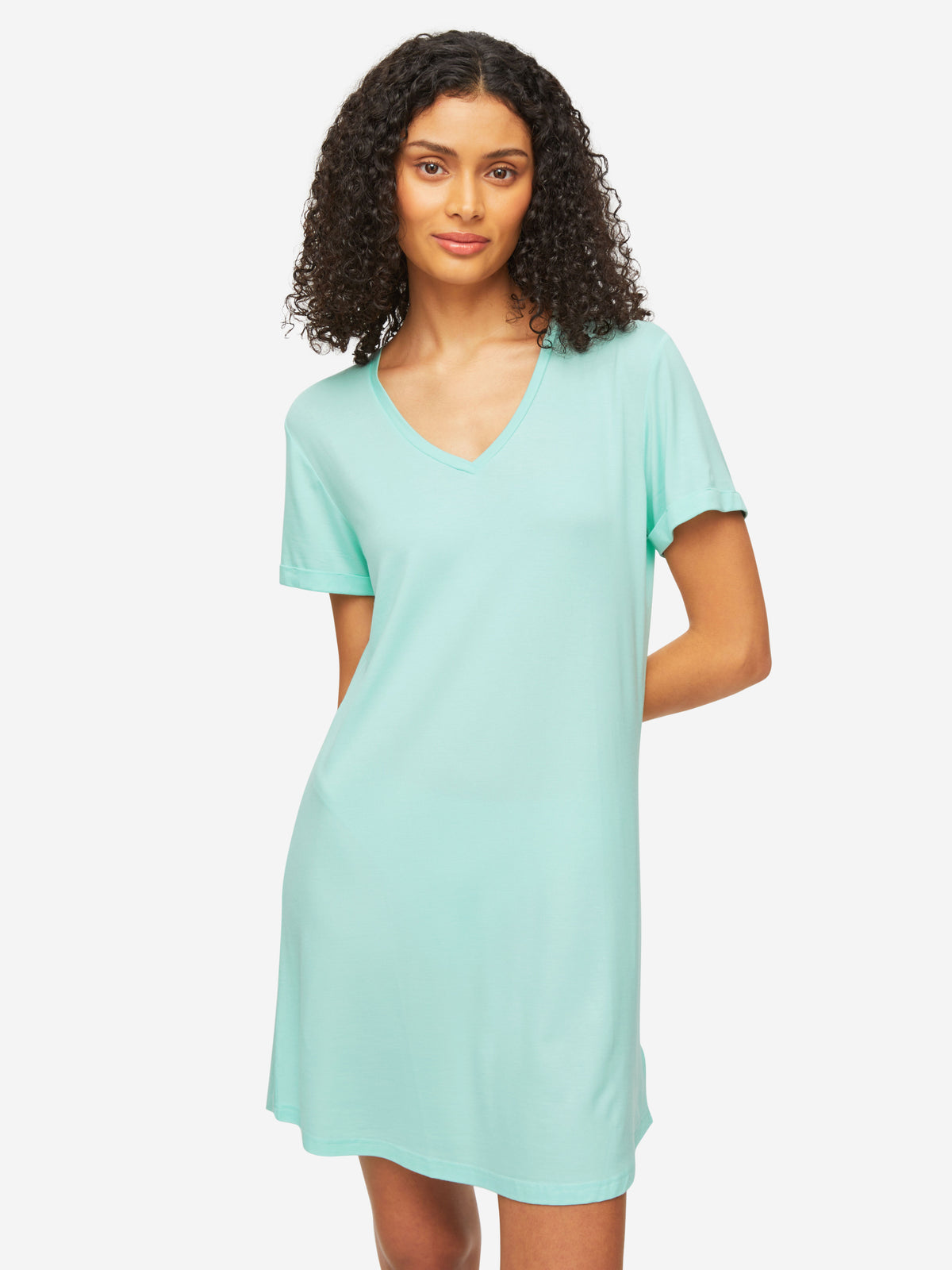 Women's V-Neck Sleep T-Shirt Lara Micro Modal Stretch Mint