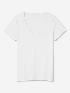 Women's V-Neck T-Shirt Lara Micro Modal Stretch White