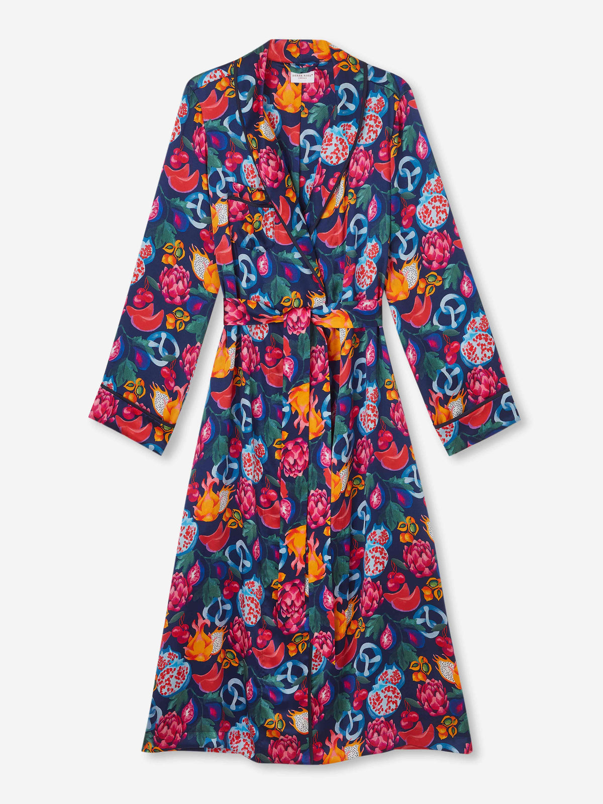 Women's Long Dressing Gown Brindisi 78 Silk Satin Navy